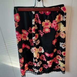 Xhilaration Black and Pink Floral Pencil Skirt
